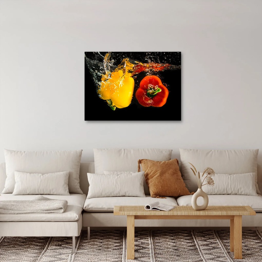 Obraz - papriky vo vode (70x50 cm)
