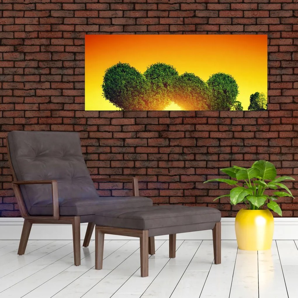 Obraz - Srdce v korunách stromov (120x50 cm)