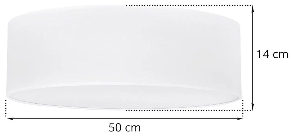Stropné svietidlo Gaja, 1x biele textilné tienidlo, (biele plexisklo), (fi 50cm)