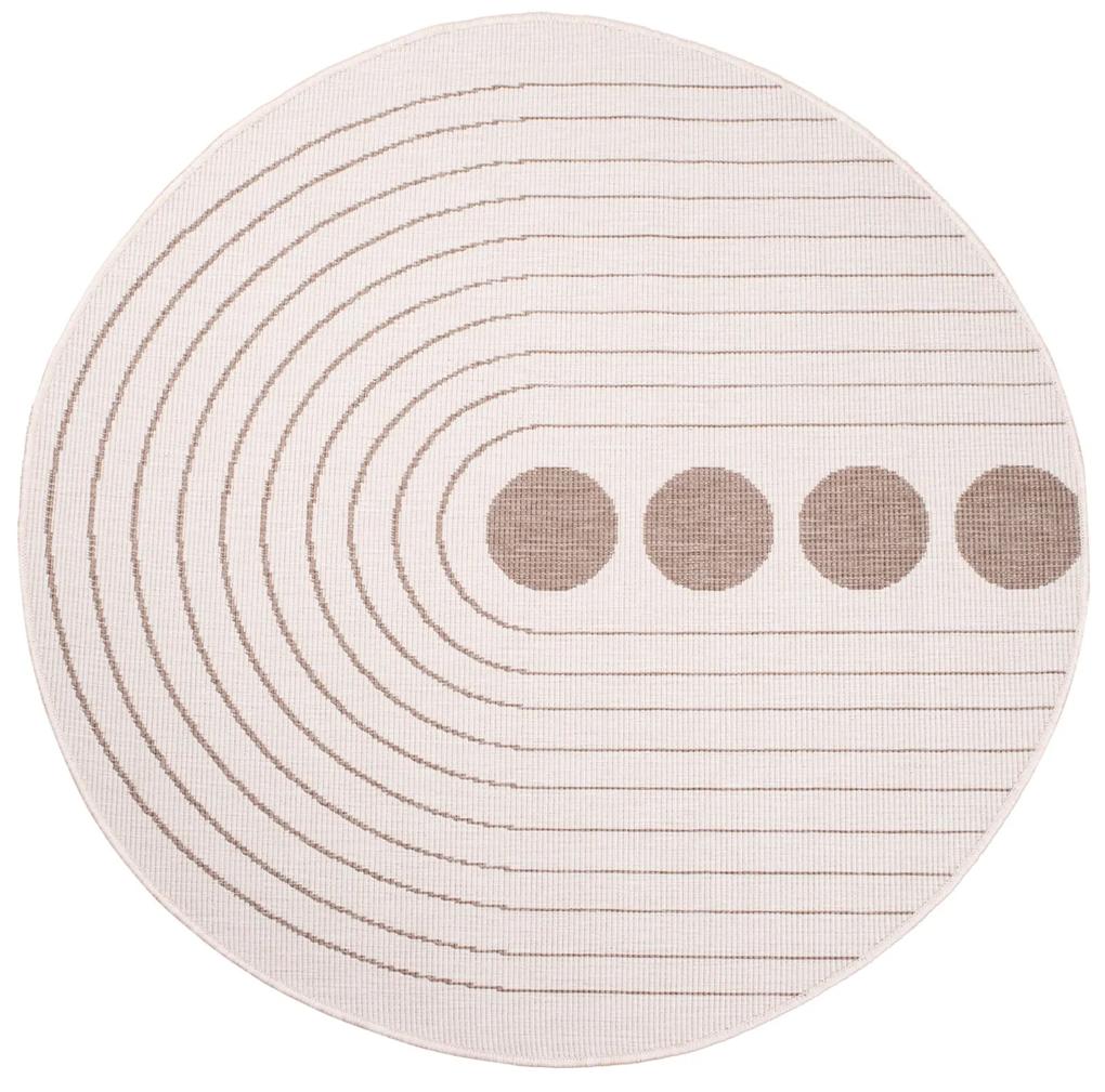 Dekorstudio Obojstranný okrúhly koberec na terasu DuoRug 5739 - béžový Priemer koberca: 160cm