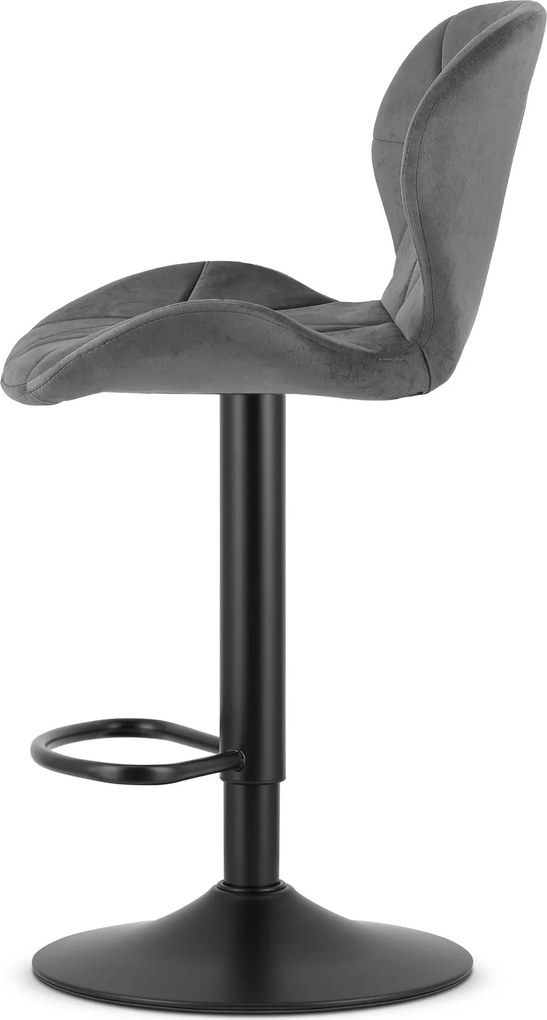 Sada 2 barových stoličiek WEST  zamatová sivá / chrómová podnož