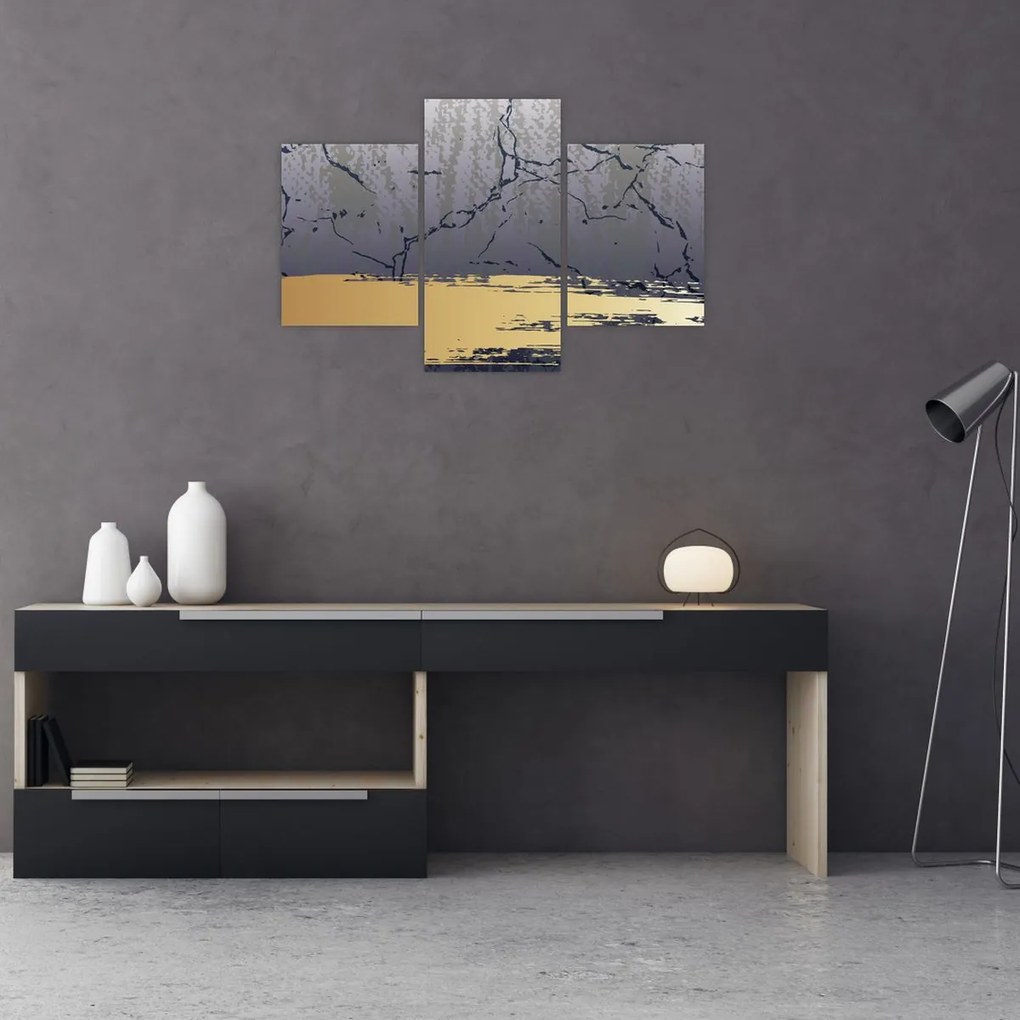 Obraz - Modrá a zlatá abstrakcia N⁰1 (90x60 cm)