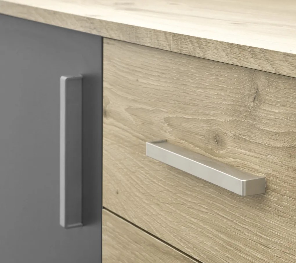 Skrinka s 2 zásuvkami Bacalar, dub viking/sivá