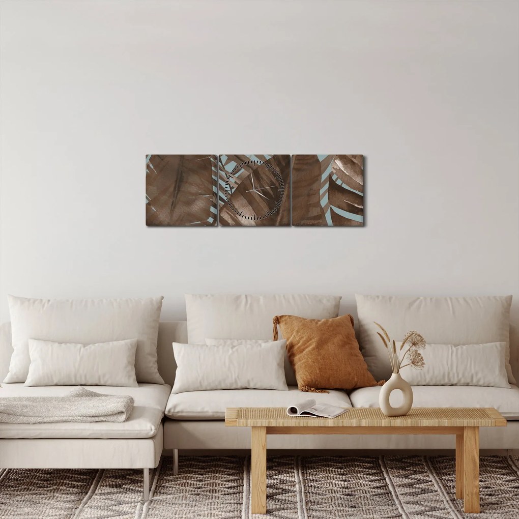 Obraz - Palmové listy, Aquarel (s hodinami) (90x30 cm)