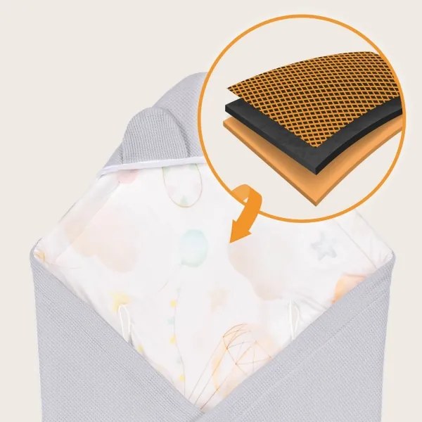 Lionelo - Zavinovačka do autosedačky TRAVEL SWADDLE 90x90 cm Sivý Balón