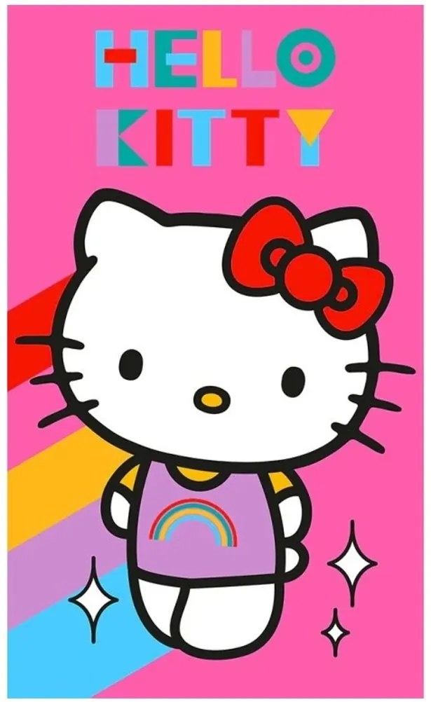 Detský uterák Hello Kitty - motív Rainbow - 100% bavlna - 30 x 50 cm