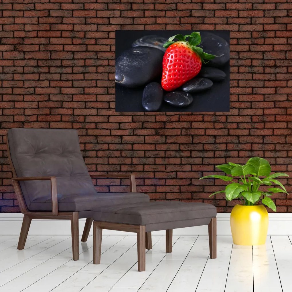 Sklenený obraz jahody (70x50 cm)