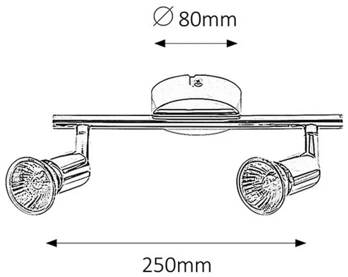 Rabalux Prisadené bodové svietidlo Norton Spot 2xGU10, max. 50W, IP20, chróm