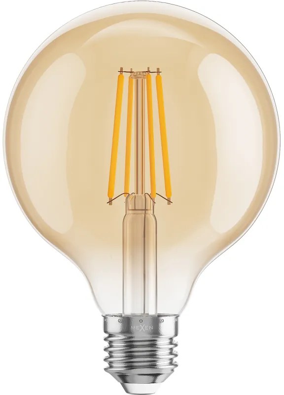 Mexen Vintis, LED žiarovka E27, G95, 8W, Teplá - 2700K, 750 lm, jantárová - L157-E27-0827-50