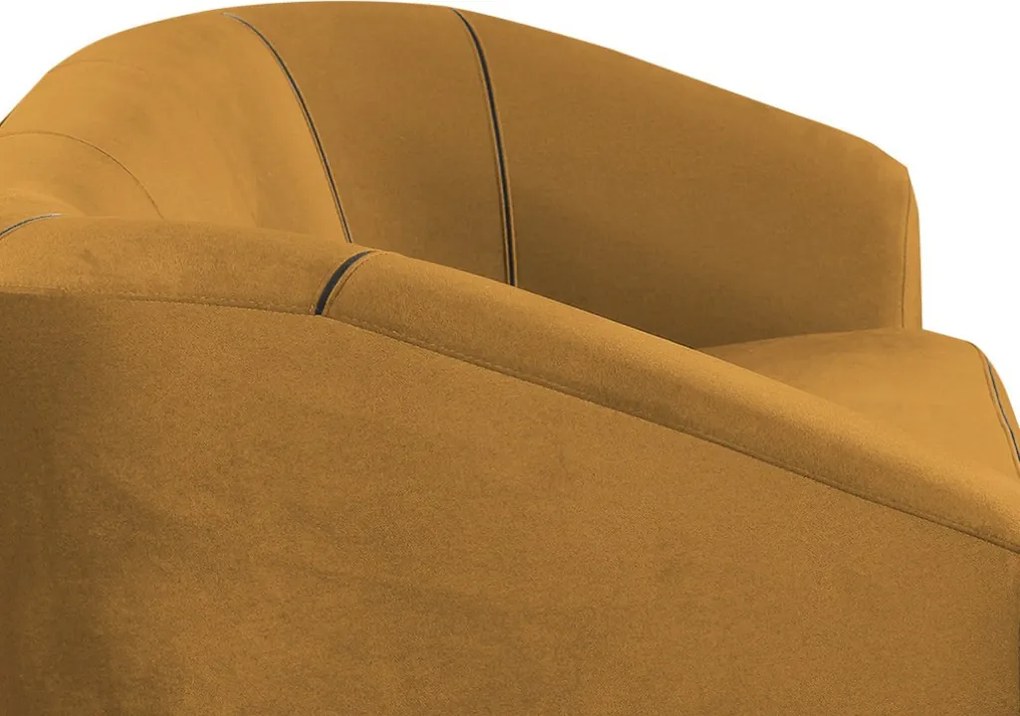 Trojmiestna pohovka Olivio, horčicovo žltá zamatová látka