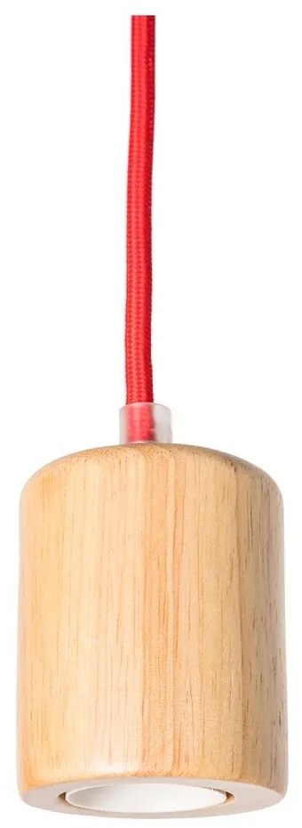 Závesné svietidlo s červeným káblom SULION Wood