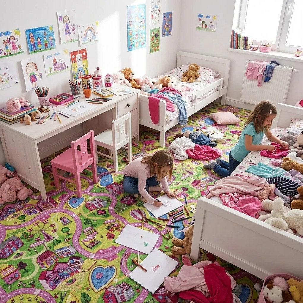 Vopi, Koberec metráž cesty Sweet Town - neúčtujeme odrezky z role, na mieru, šíře 1,33m,1m,2m,3m,4m,na mieru, neúčtujeme odrezky, viacfarebná, filc, detská izba