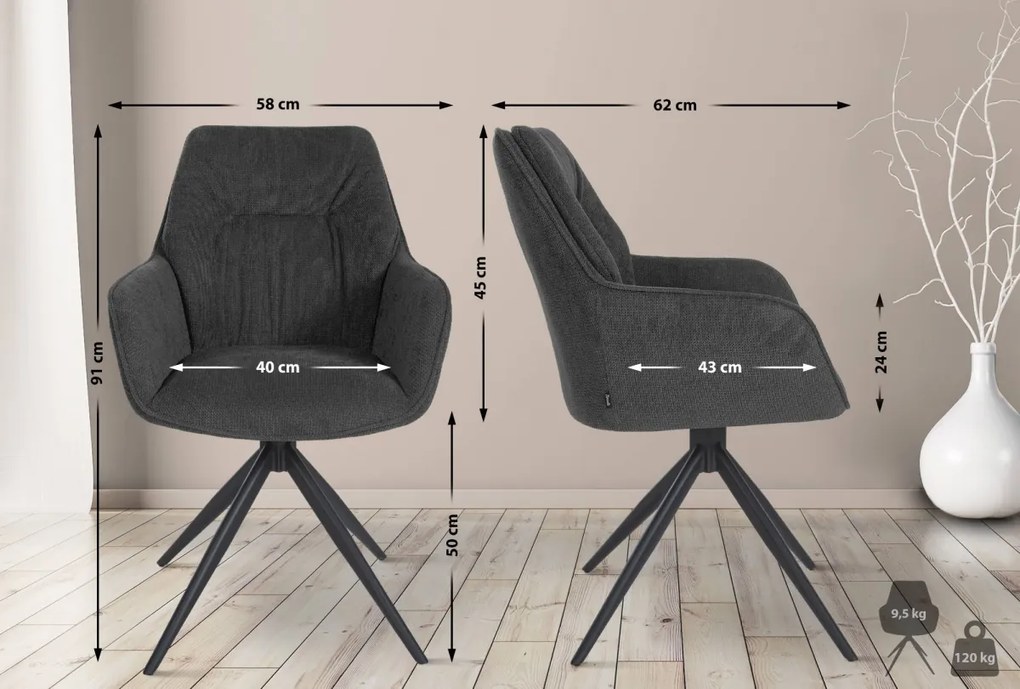 Jedálenská stolička Jules - látka - Tmavo sivá