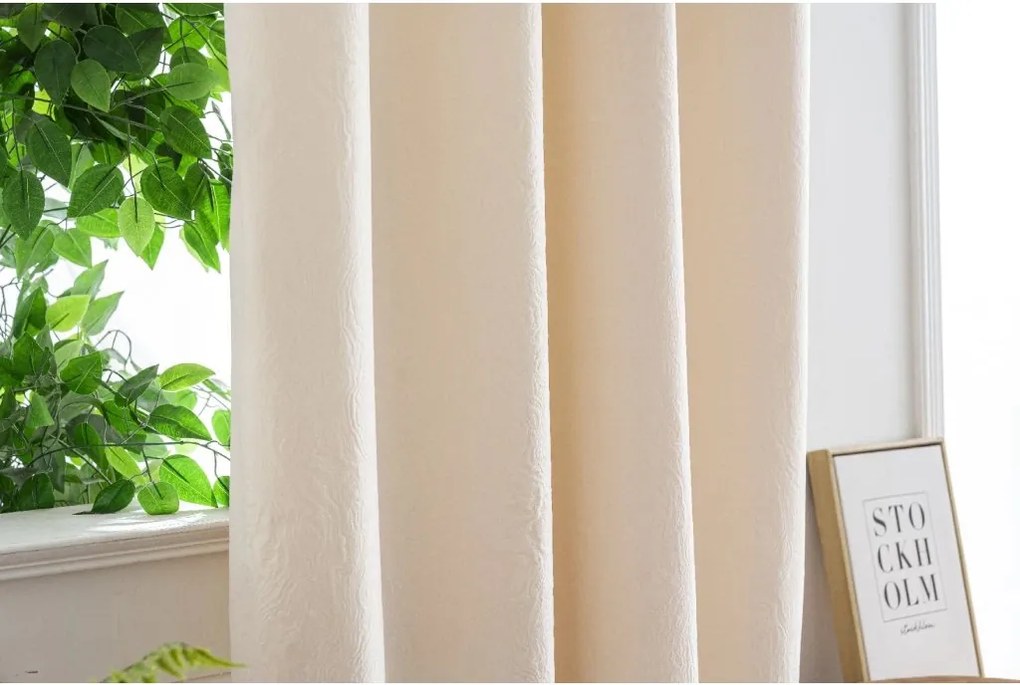 Zatemňovací záves DUNES VELVET 140x250 cm, krémová Zavesenie: Kovové krúžky