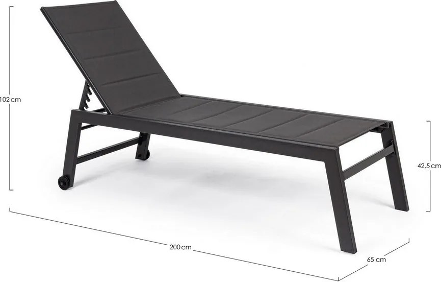 Antracitové kovové záhradné ležadlo Hilde – Bizzotto