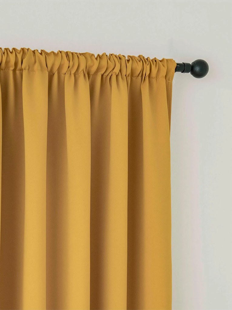 Blackout závesy Elias horčicová – 140 × 280 cm (2 ks) - riasiaca stuha