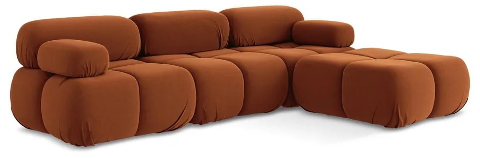 Oranžová zamatová modulárna rohová pohovka Lokua – Makamii