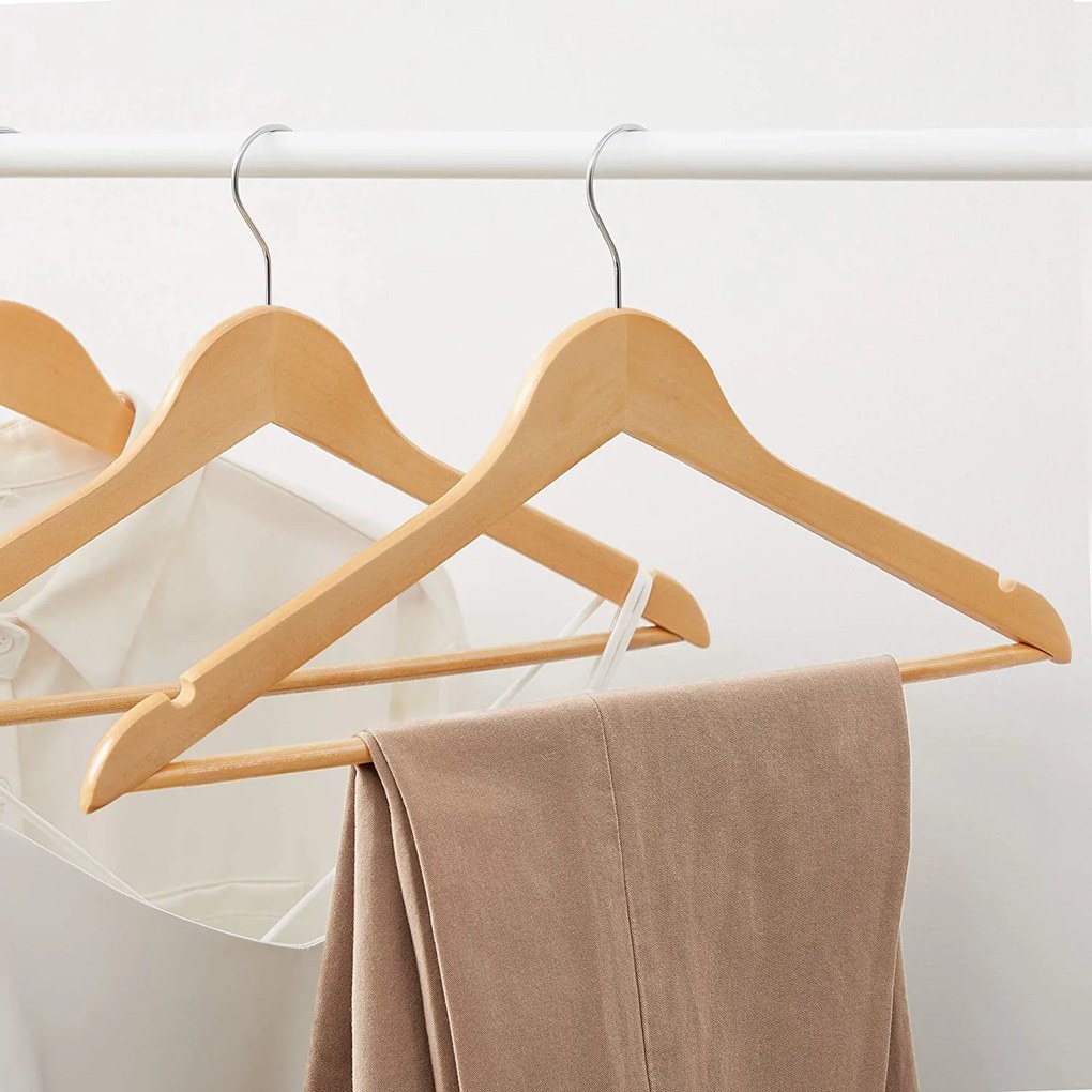 Javorové vešiaky na oblečenie, s ramennými zárezmi, 20 ks