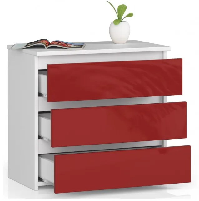 Nočný stolík CL3 60 cm biely / červený, lesk