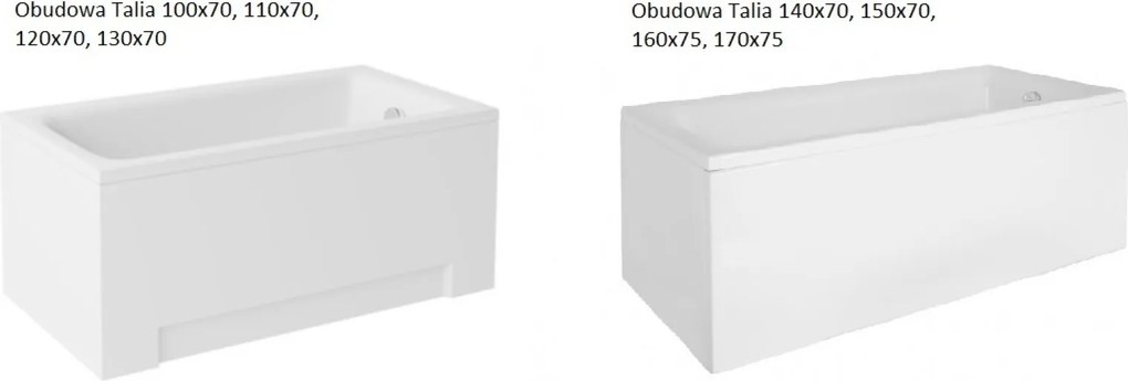 Besco Krycí panel k obdĺžnikovej vani Talia P 100x70 (110,120,130,140,150x70, 160,170x75), biely BESCO-Rozmery: 170x75, BESCO-Farba: Biela