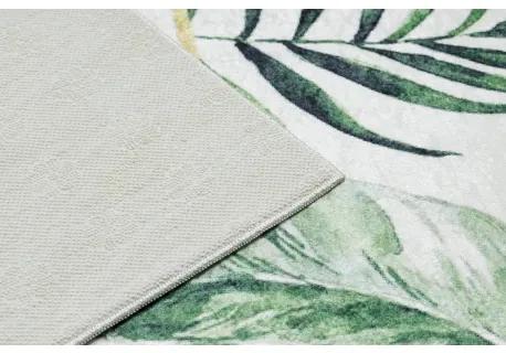 ANDRE 1168 umývací koberec Monstera odchádza, geometrický protišmykový - biely / zelená Veľkosť: 120x170 cm