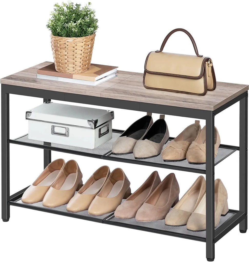 Botník s lavicí Vasagle Arvel 75 cm černý/šedý