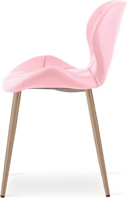 Set troch jedálenských stoličiek MANGO ekokoža ružové / hnedé nohy (3 ks)