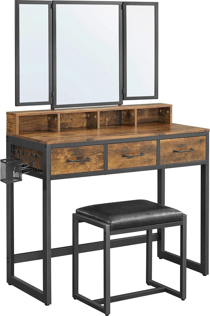 XXXLutz TOALETNÝ STOLÍK, hnedá, čierna, 90/40/141 cm Boxxx - Online Only drobný nábytok - 002543007130
