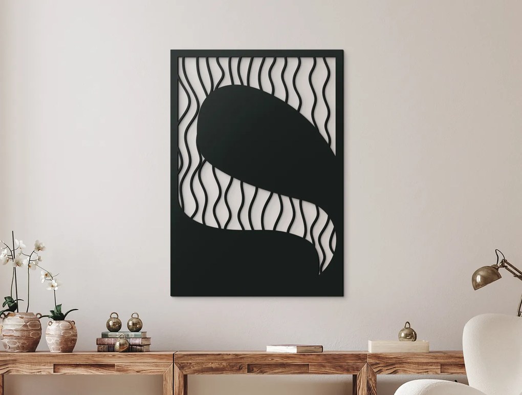 drevko Abstraktný drevený obraz Hlbina Rozmer obrazu: 45,5 x 31 cm, Farba dekorácie: Čierna