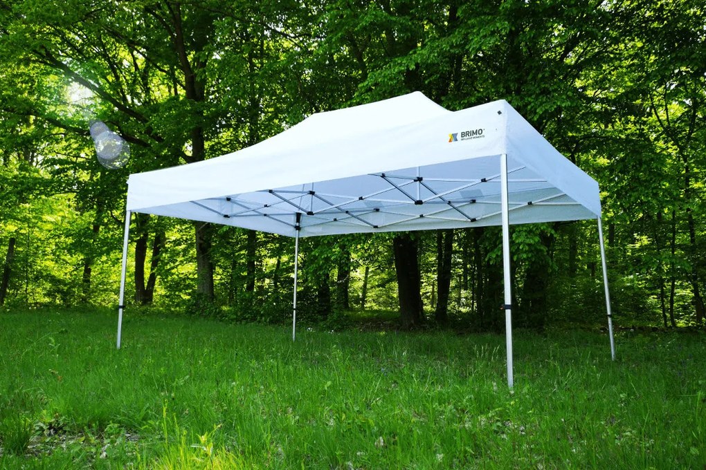 BRIMO Hliníkový promo stan 4x4 m ALU EXCLUSIVE – 3 steny, HEX 45 mm - s 3 stenami - Modrá 16