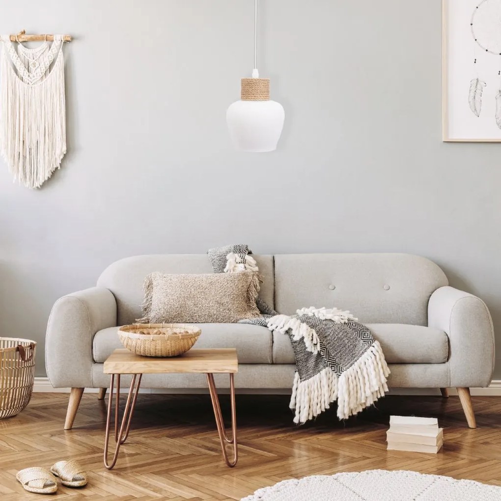 Toolight Toolight, závesné stropné svietidlo 1xE27 APP1591-1CP, hnedá-biela, OSW-01591