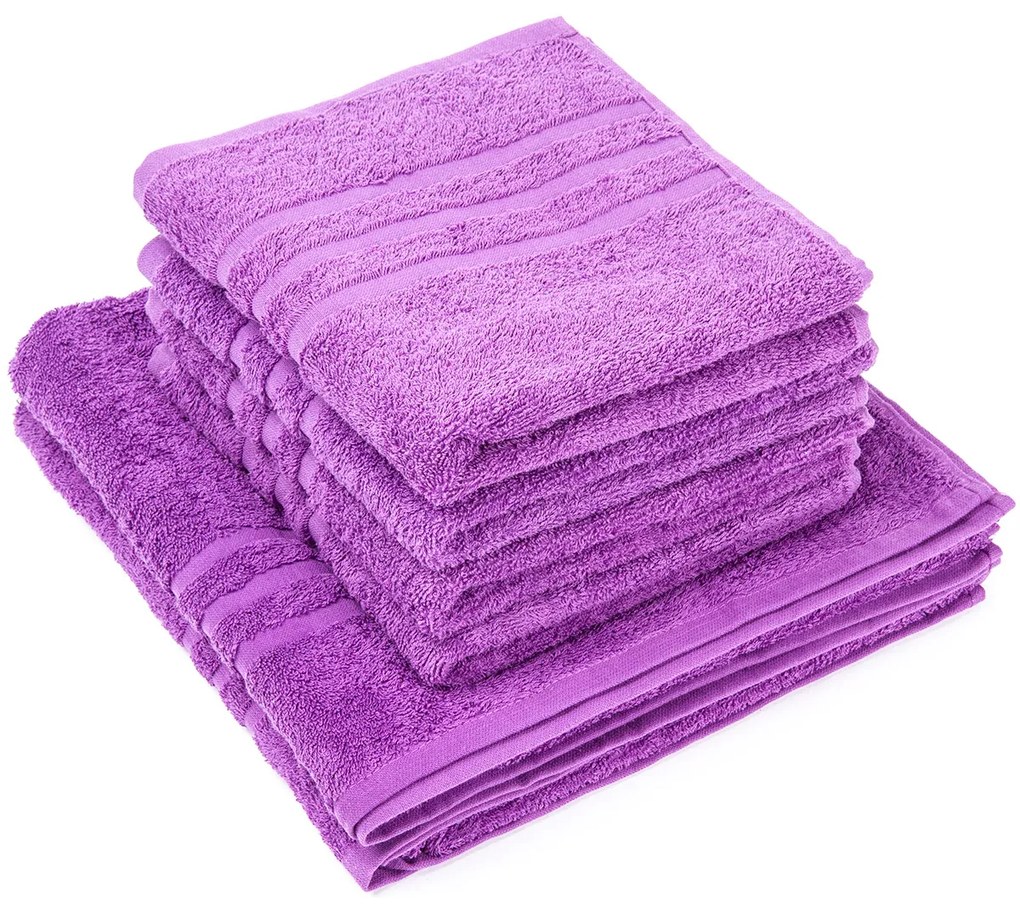 Profod Sada uterákov a osušiek Classic fialová, 4 ks 50 x 100 cm, 2 ks 70 x 140 cm, 4 ks 50 x 100 cm, 2 ks 70 x 140 cm