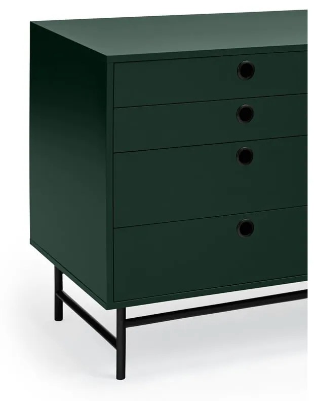 Čierno-zelená komoda Teulat Punto, šírka 212 cm