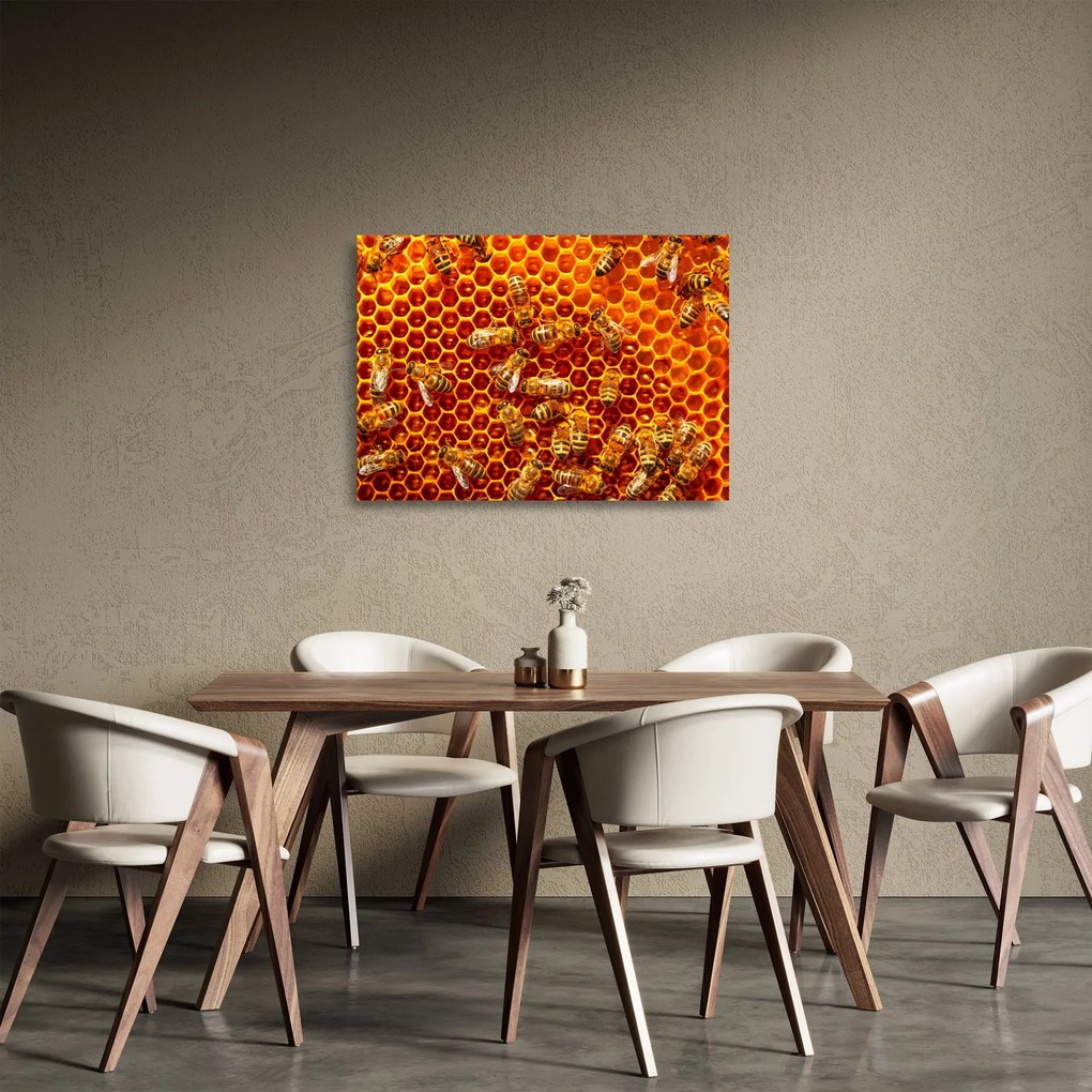 Sklenený obraz - Medový plást (70x50 cm)