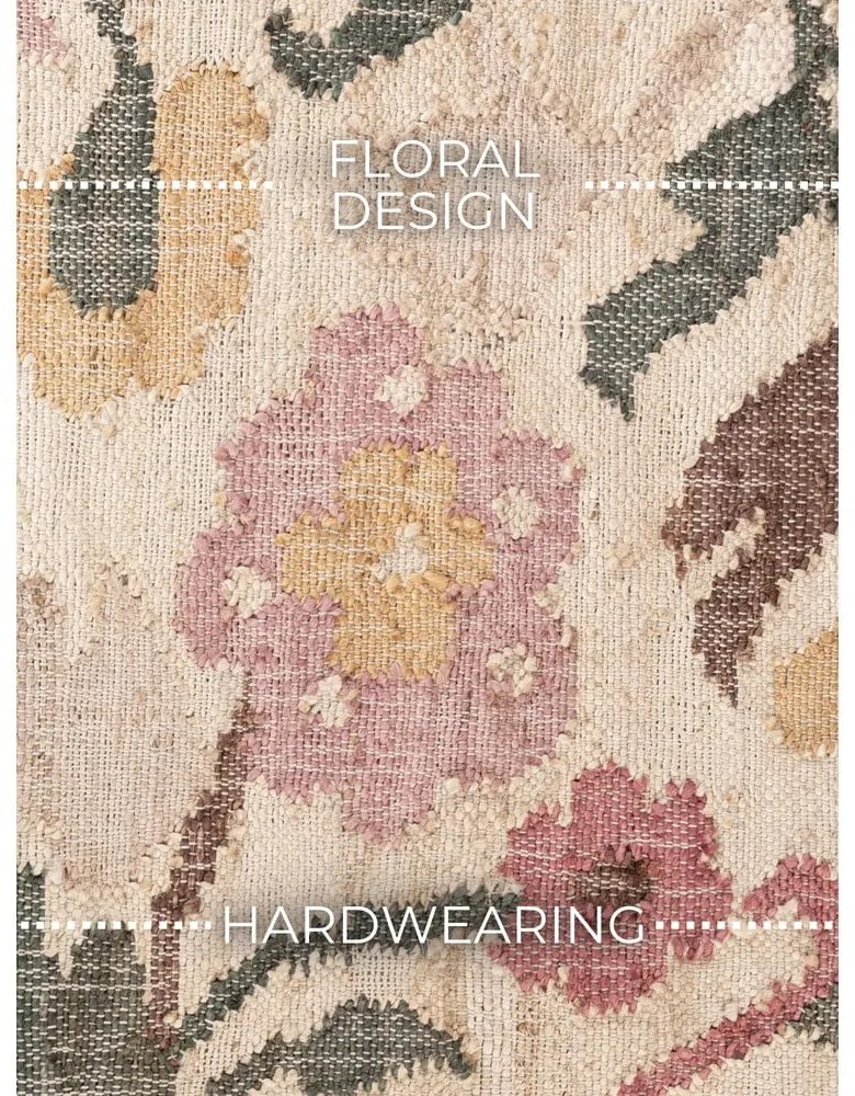 Krémový ručne tkaný jutový behúň 80x200 cm Roya Violette – Elle Decoration