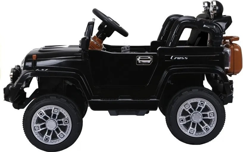LEAN CARS Elektrické autíčko Jeep JJ245, LED svetlá, MP3, diaľkové ovládanie, čierne