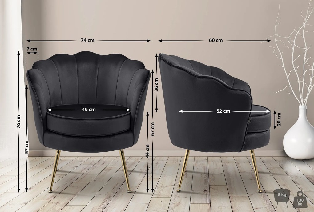 Stolička Rosita zamat - čierna