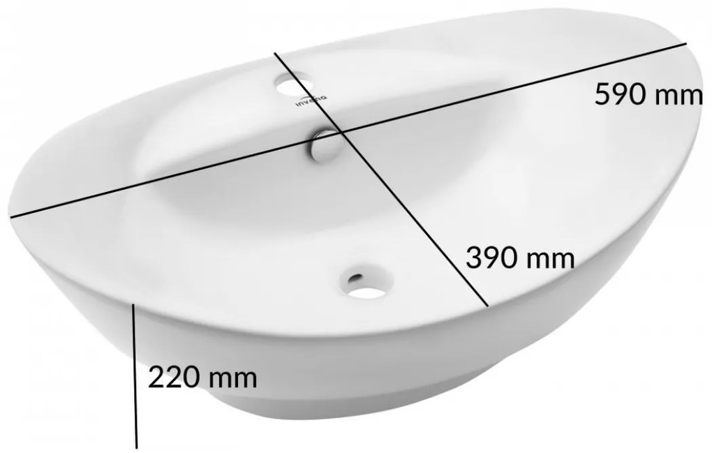 Invena Esla, keramické umývadlo 59x39x22 cm, biela, INV-CE-35-001-C