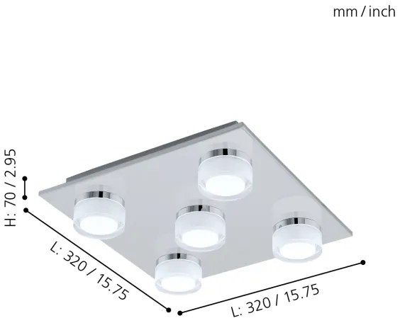 Eglo 96544- LED Stmievateľné kúpeľňové stropné svietidlo ROMENDO 5xLED/5,4W/ IP44