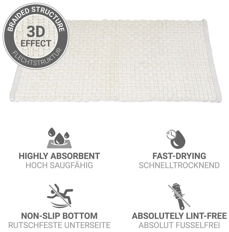 Biela textilná kúpeľňová predložka 50x80 cm Ecoli – Wenko