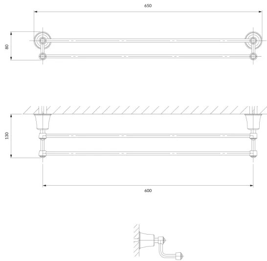 OMNIRES AL53226CR - Nástenný vešiak na uteráky ART LINE 65 cm lesklý chróm
