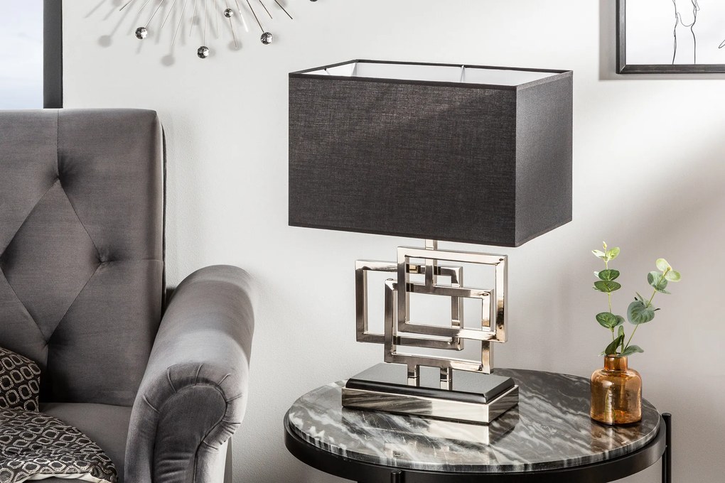 Stolná lampa Leonor 56cm strieborná