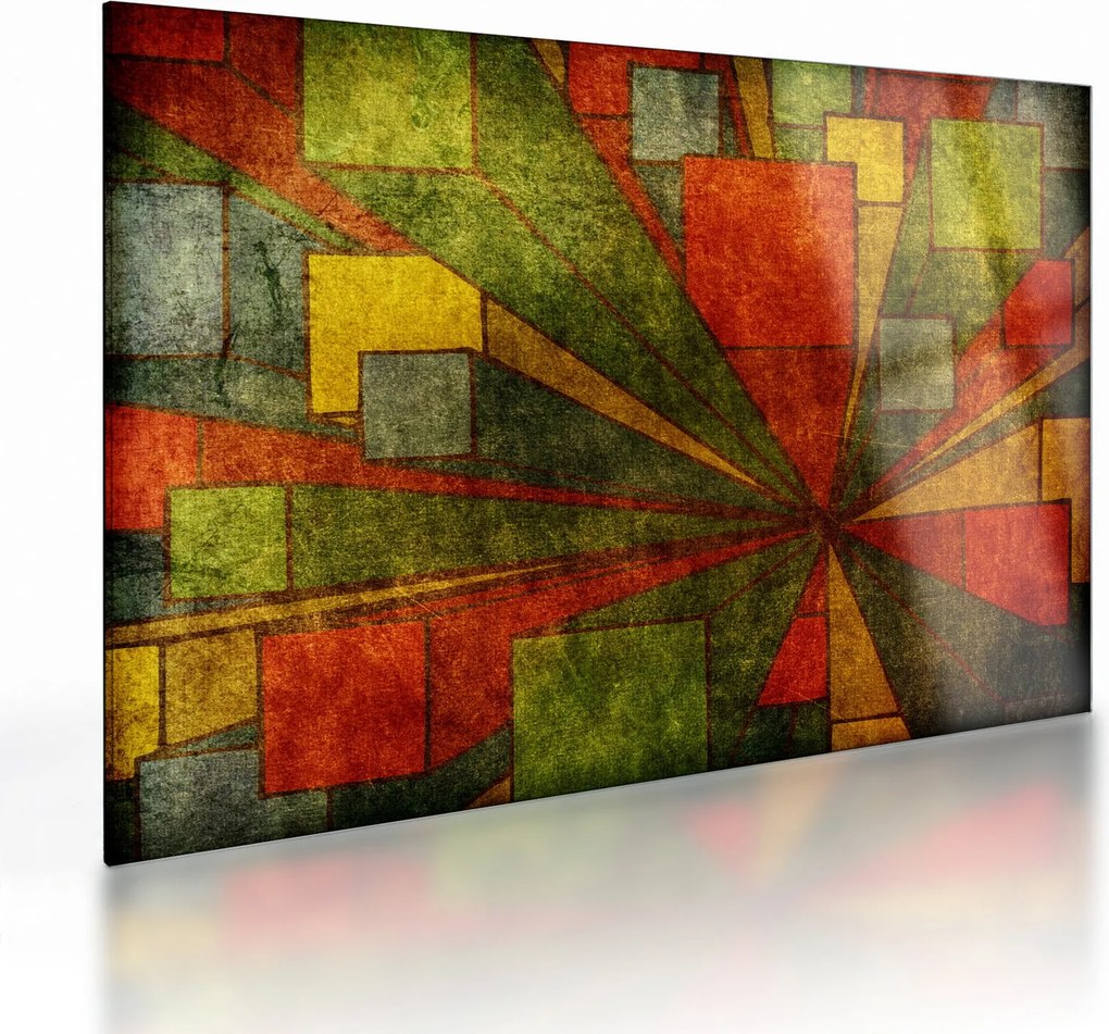 Sklenený obraz geometrické abstrakcie (70x50 cm)