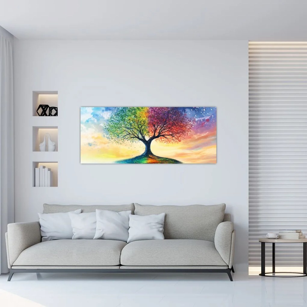 Obraz – Maľovaný strom ročných období (120x50 cm)