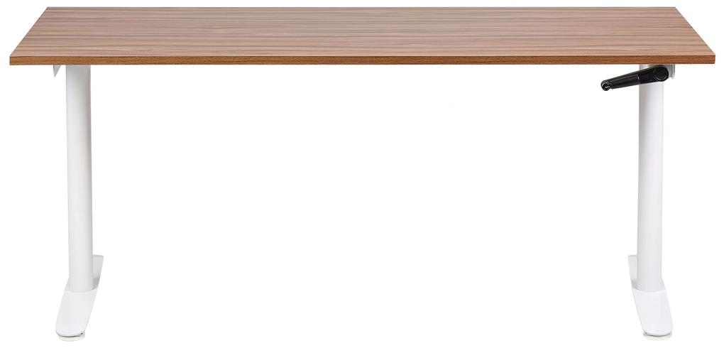Manuálne nastaviteľný písací stôl 160 x 72 cm tmavé drevo/biela DESTINAS Beliani
