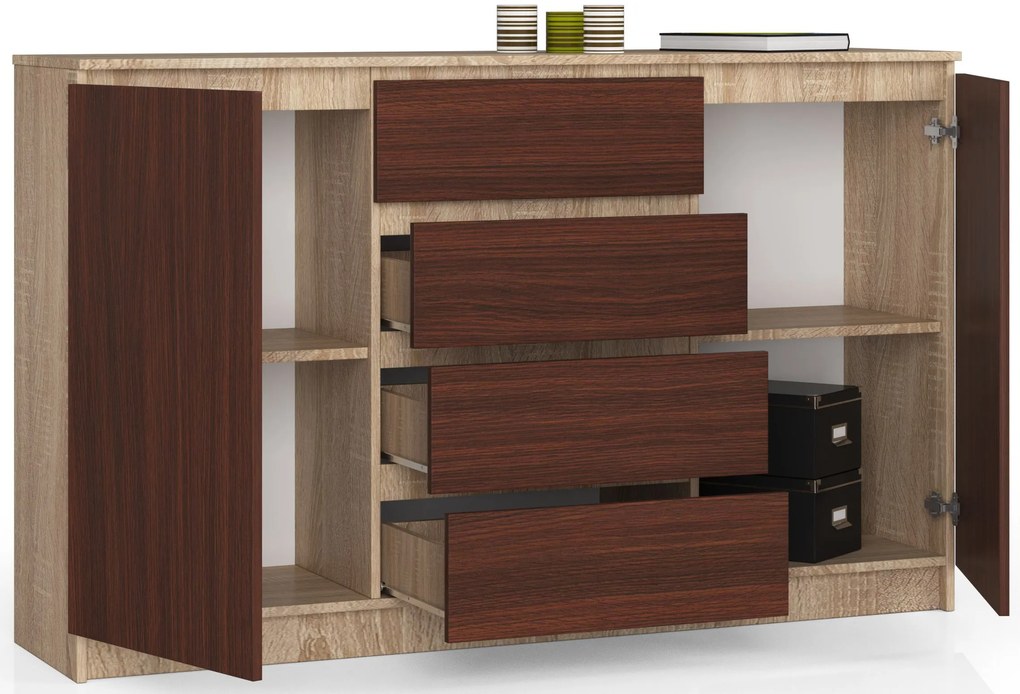 Komoda Koa  (dub sonoma + wenge). Akcia -19%. Vlastná spoľahlivá doprava až k Vám domov. 1069402
