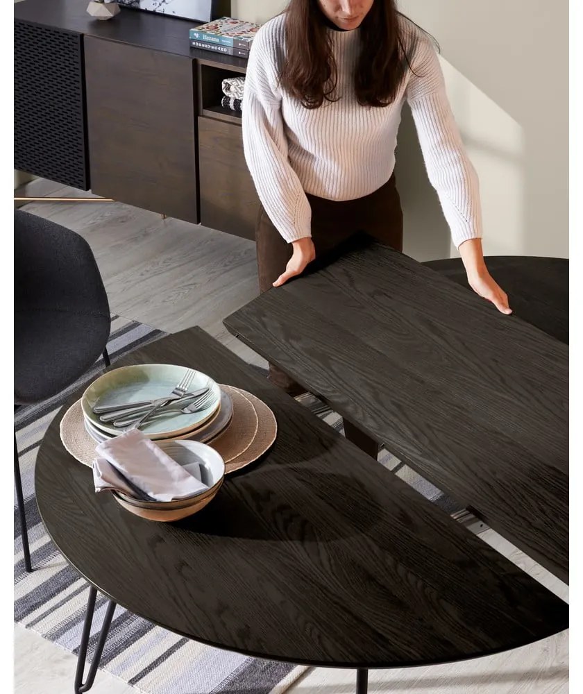 Okrúhly rozkladací jedálenský stôl s doskou v dekore jaseňového dreva ø 120 cm Norfort – Kave Home