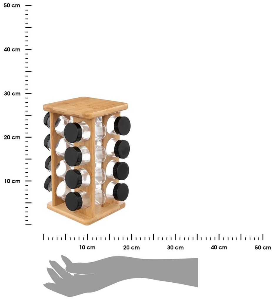 Sklenená korenička so stojanom Rota 80 ml sada 16 ks