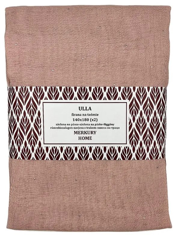 Záclona na páske Ulla polyester svetloružový 140x180 Merkury Home II/22