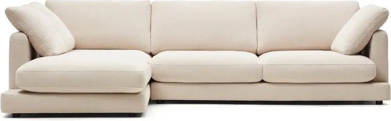 Béžová ženilková rohová pohovka (ľavý roh/s leňoškou) Gala – Kave Home